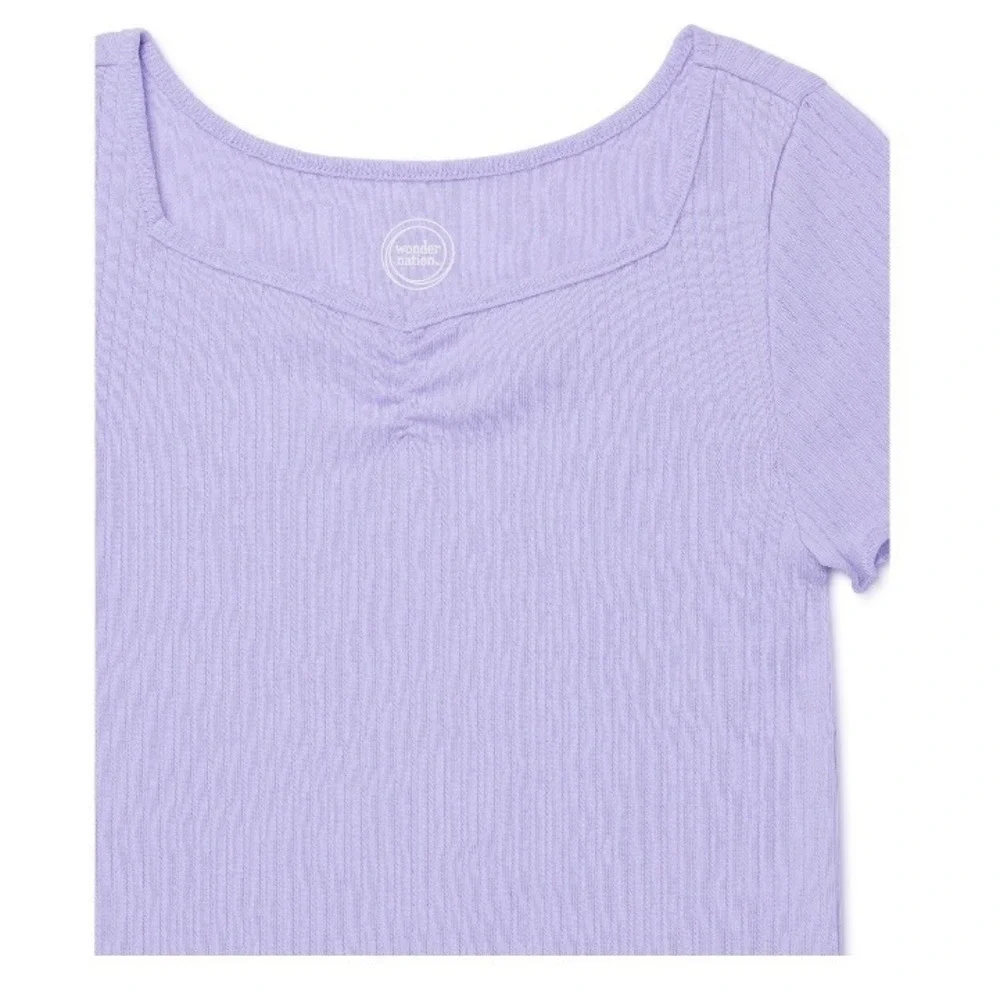 Wonder Nation Girls Rib Top XS 4-5 New with Tags Lilac Bud Lettuce Edge Soft
